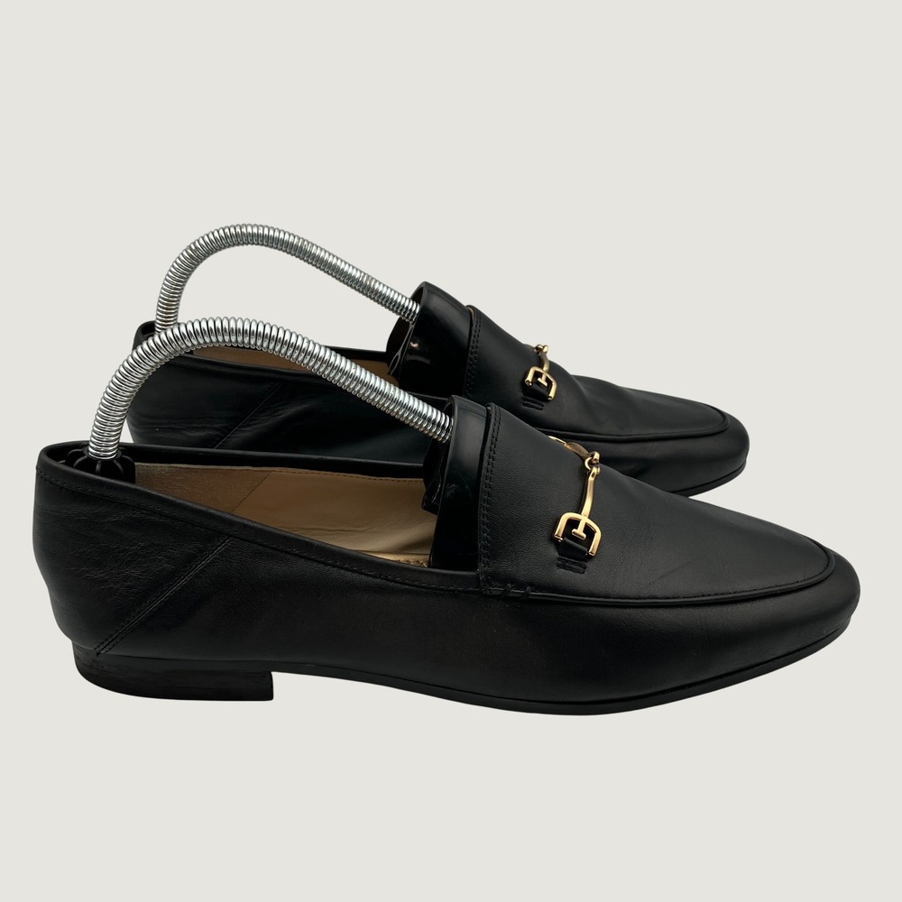 Sam Edelman Loraine Bit Loafer Black Leather Gold Hardware Women Size 10 - Picture 2 of 12